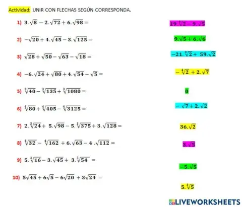 Adición y Sustracción de Radicales