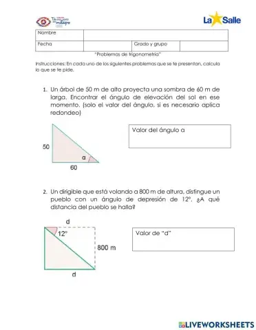 Problemas de trigonometría