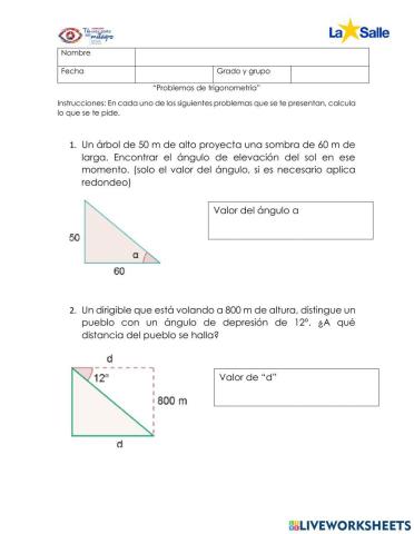 Problemas de trigonometría