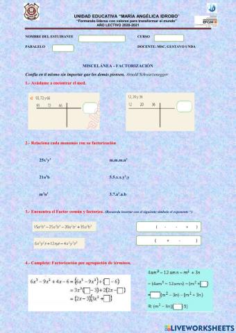 Factorización - Miscelanea