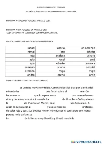 Sustantivos propios y comunes