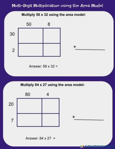 Multi-digit multiplication area model strategy