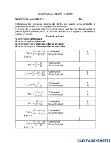 Continuidad en una Función