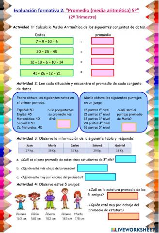 Evaluación: Promedio de datos