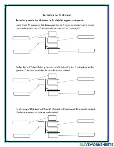 Términos de la división