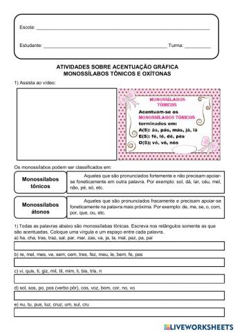 Acentuação monossílabas e oxítonas