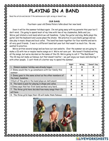 Playing in a Band KET Reader