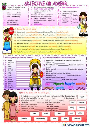 Adverbs and adjectives