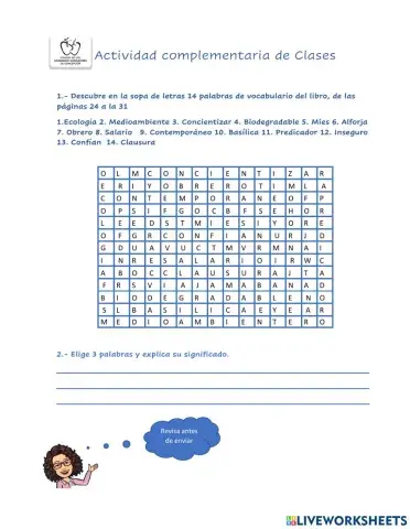 Guía de trabajo  6° sopa de letras pág. 24 al 31