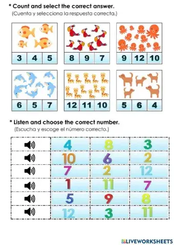 Numbers from 1 to 12