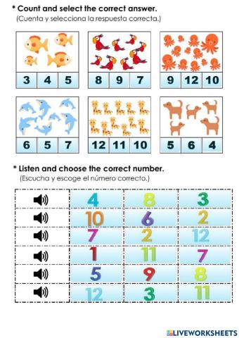 Numbers from 1 to 12