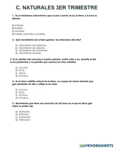 Evaluación tercer trimestre