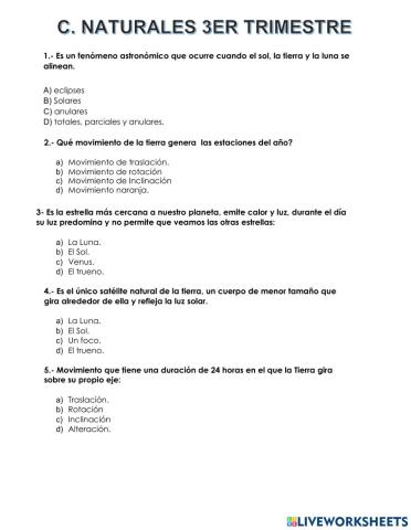 Evaluación tercer trimestre