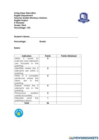 English Project - 3rd Grade