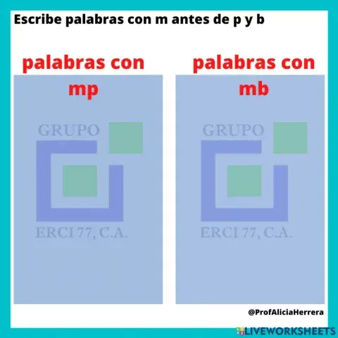 Palabras con M antes de P y B
