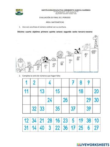 Evaluación de matemáticas