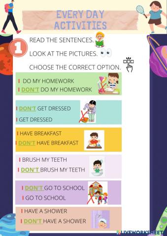 Presente Simple- Forma negativa (❌) Práctica N° 7