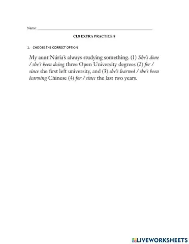 CL8 Extra Practice 8