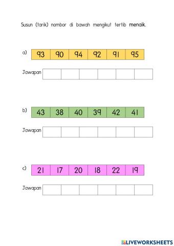 Matematik tahun 1 susun nombor