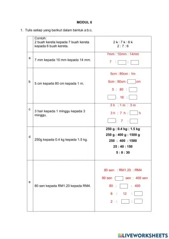 Nisbah, Kadar dan Kadaran