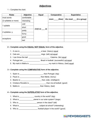 Comparative Superlative Pre Int