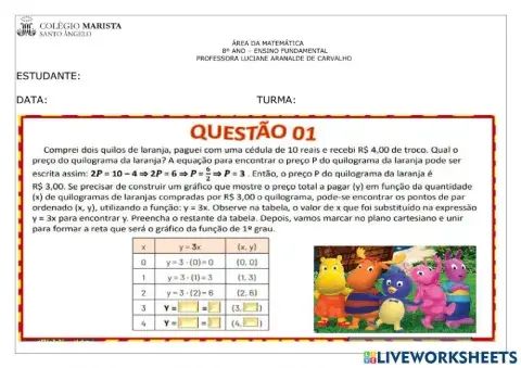 Equação do 1º grau com 2 incógnitas
