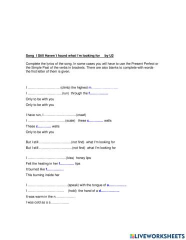 Songs-Present Perfect U2