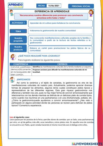 Valoramos la gastronomía de nuestra comunidad