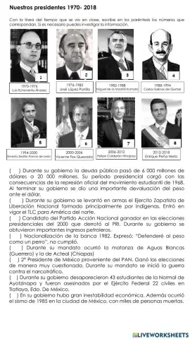 Presidentes de 1970 a 2018