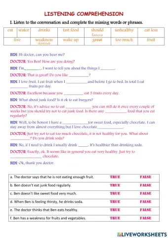 A phone coversation (food)