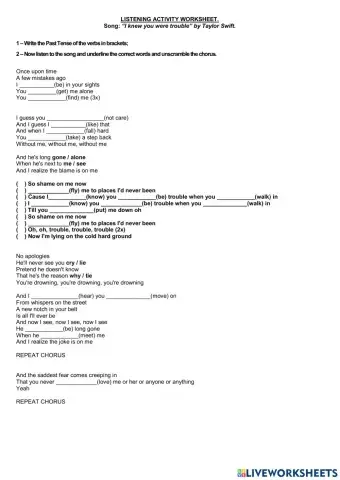 Past tense  -Song by taylor swift