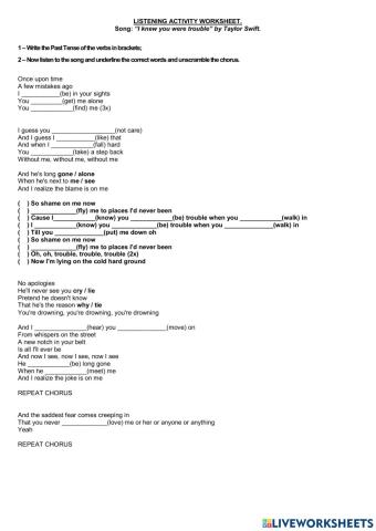 Past tense  -Song by taylor swift