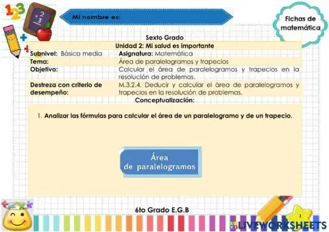 Área de paralelogramos y trapecios