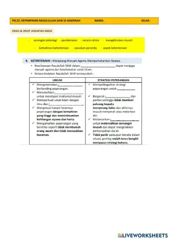 Kepimpinan Rasulullah SAW di Madinah(Aspek Ketenteraan)