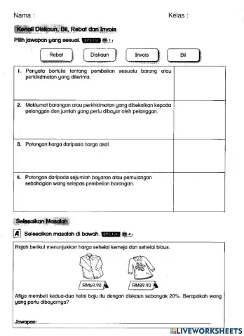 Matematik T6 - Wang - Diskaun, Bil, Rebat & Invois