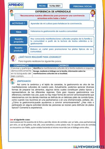 Valoramos la gastronomía de nuestra comunidad