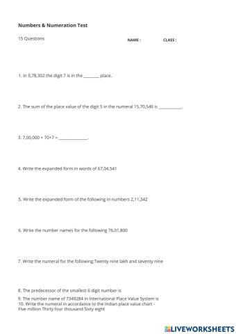 Numbers - Numeration