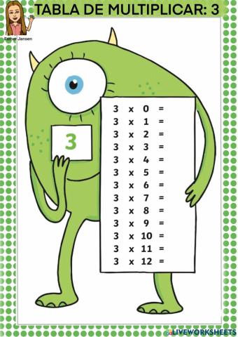 Tabla de multiplicar: 3