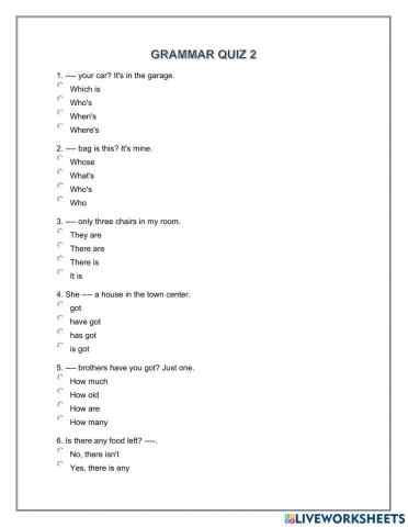 Grammar quiz-pre icfes