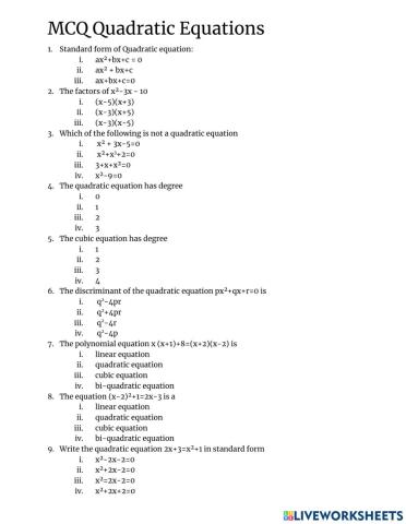 Quadratic Equations Basics