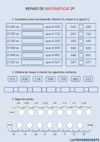 Repaso de matemáticas 2º