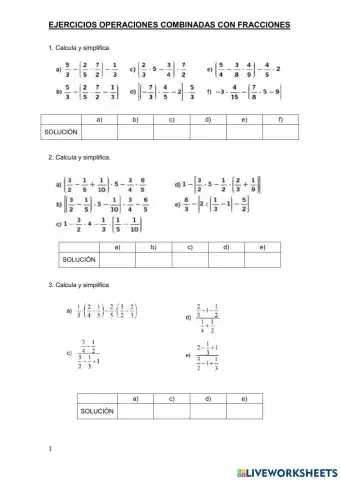 Operaciones combinadas con fracciones