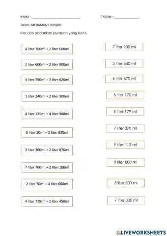 Tambah dan tolak isipadu