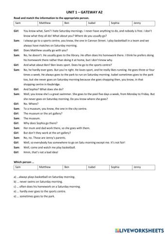 Gateway A2 - Unit 1 - Reading