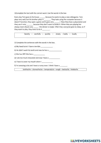 kids 4 review adverbs of manner and health matters