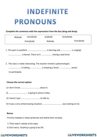 Indefinite Pronouns