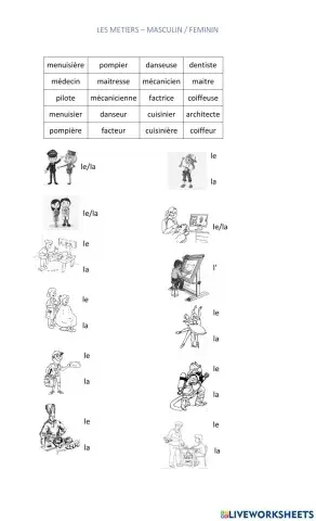 Les metiers: masculin - feminin
