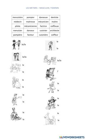 Les metiers: masculin - feminin