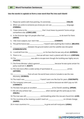 Word Formation Sentences
