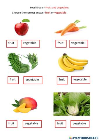 Food Groups- Fruits and Vegetables